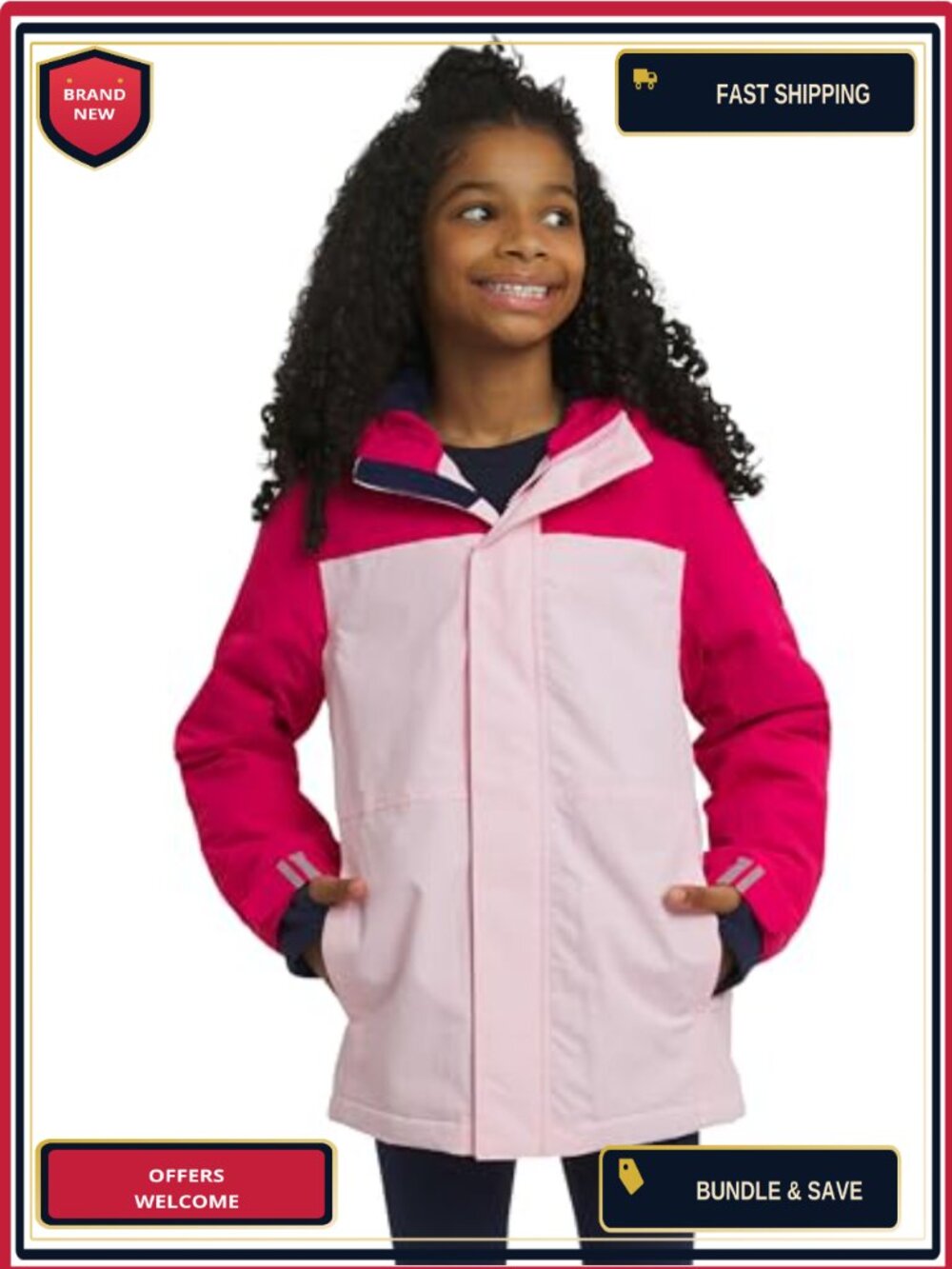 Waterproof Fleece Lined Insulated Kids Jacket with Hood